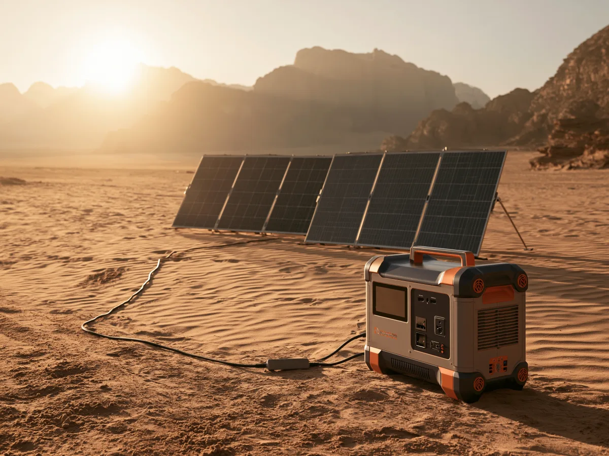 VoltOasis desert and remote solar power station for off-grid energy