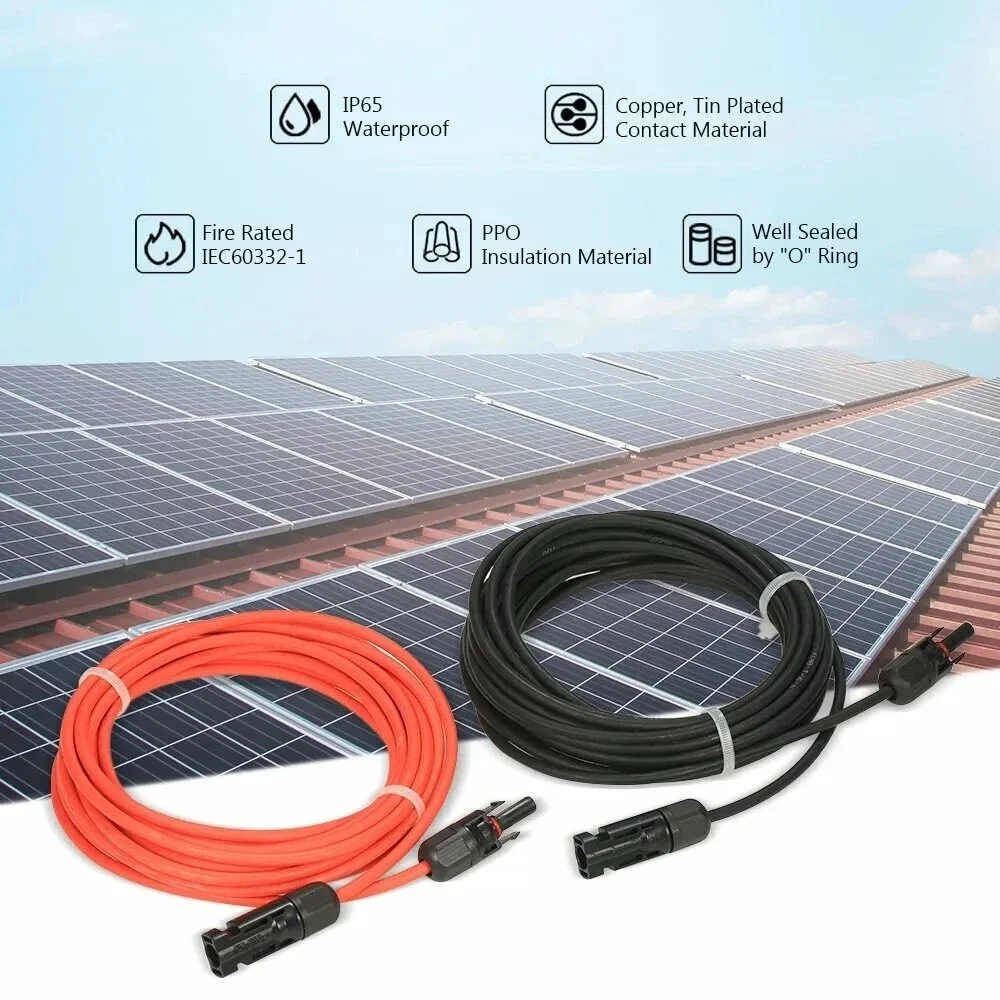 10FT/20FT 6mm 2 Silicone Solar Panel Extension Cable 10 AWG PV Flexible Waterproof Wire Connectors For Solar Panel System - Image 8