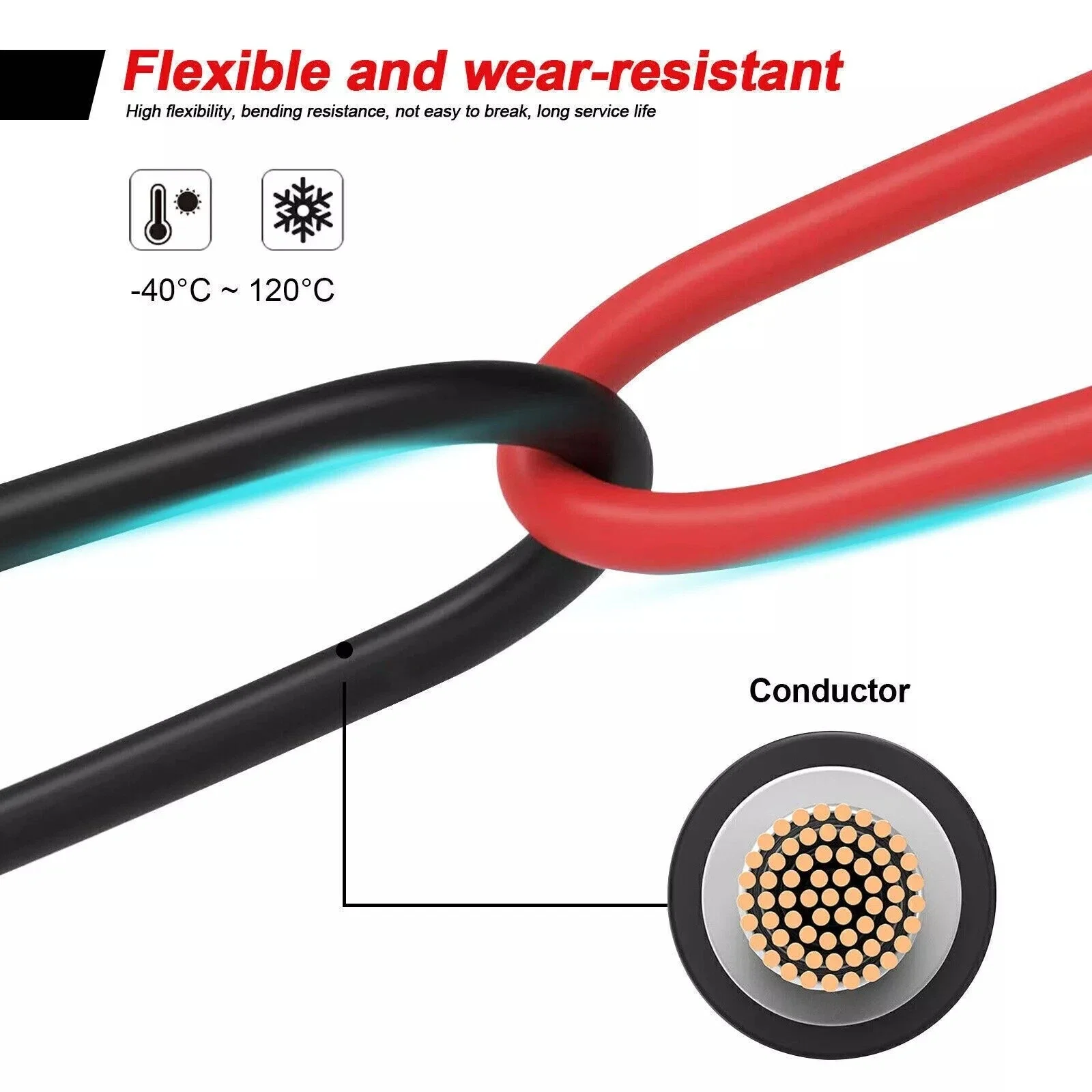 10FT/20FT 6mm 2 Silicone Solar Panel Extension Cable 10 AWG PV Flexible Waterproof Wire Connectors For Solar Panel System - Image 3