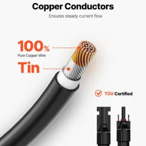 Alternative view of 50FT Solar Panel Extension Cable 10AWG with Waterproof Connectors, PV Cable for Home RV Solar Systems (Set of 2)