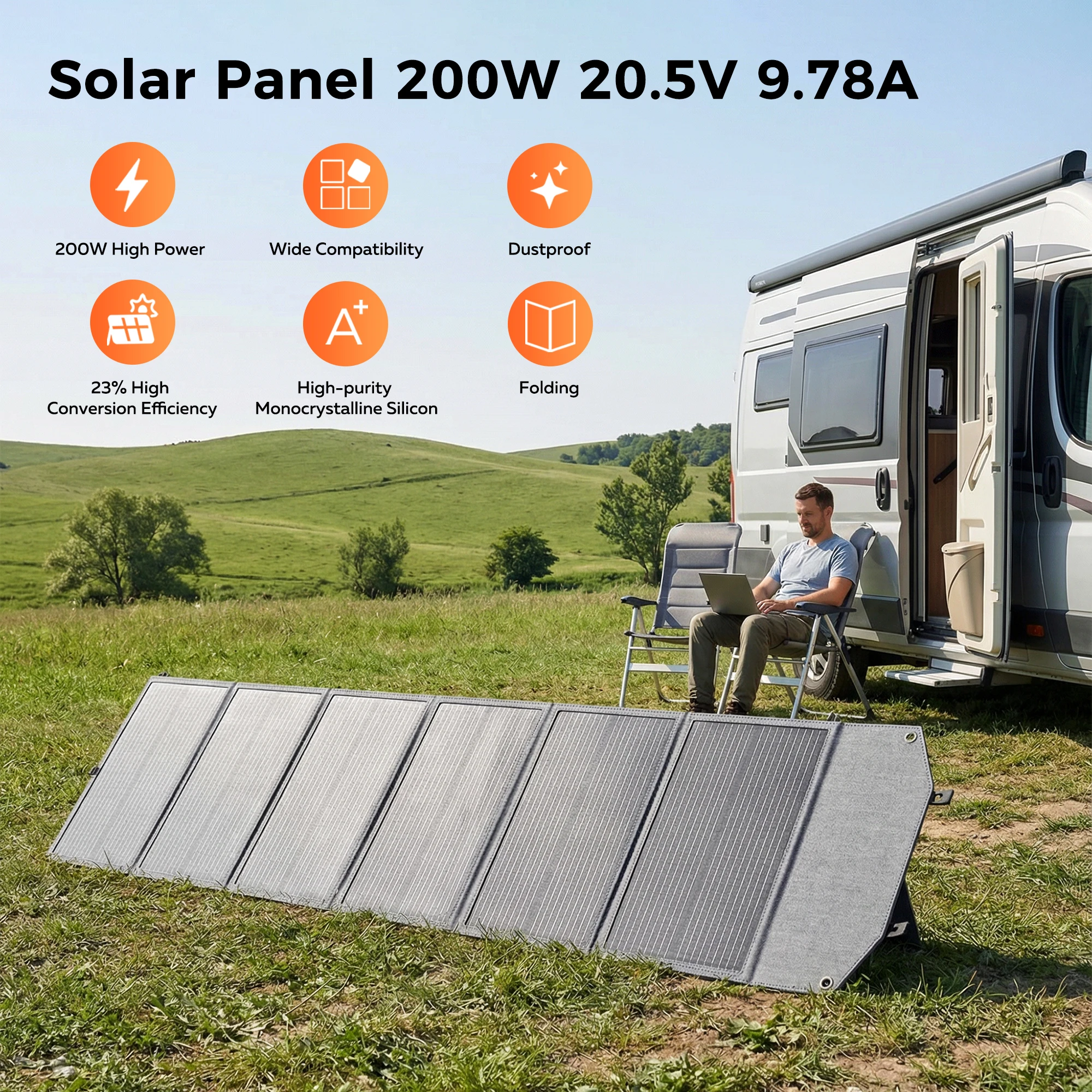 ETFE 200W Foldable Solar Panels Cell 20.5V Portable Solar Charging Panel Complete Kit for Outdoor Tourism Camping Power Station - Image 5