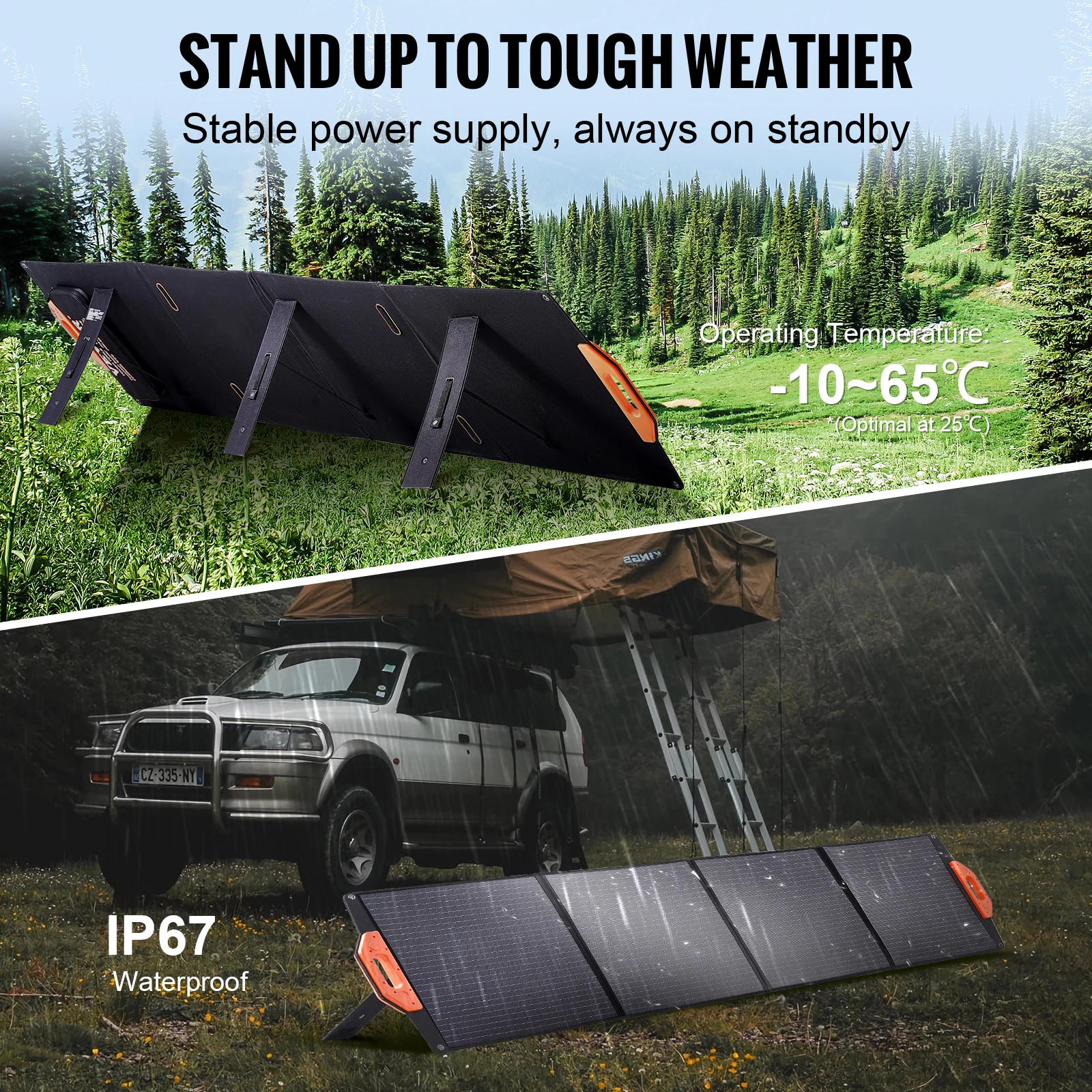SucceBuy Portable Monocrystalline Solar Panel Foldable ETFE Charger Efficiency Panel Waterproof for Power Station Camping Hiking - Image 5