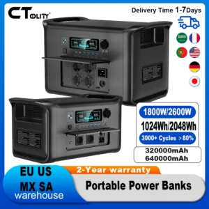 CTOLITY AP1000 AP2000 1800W 2400W Portable Mobile Power Station Solar Generator Lifepo4 Battery Outdoor Camping Energy Storage