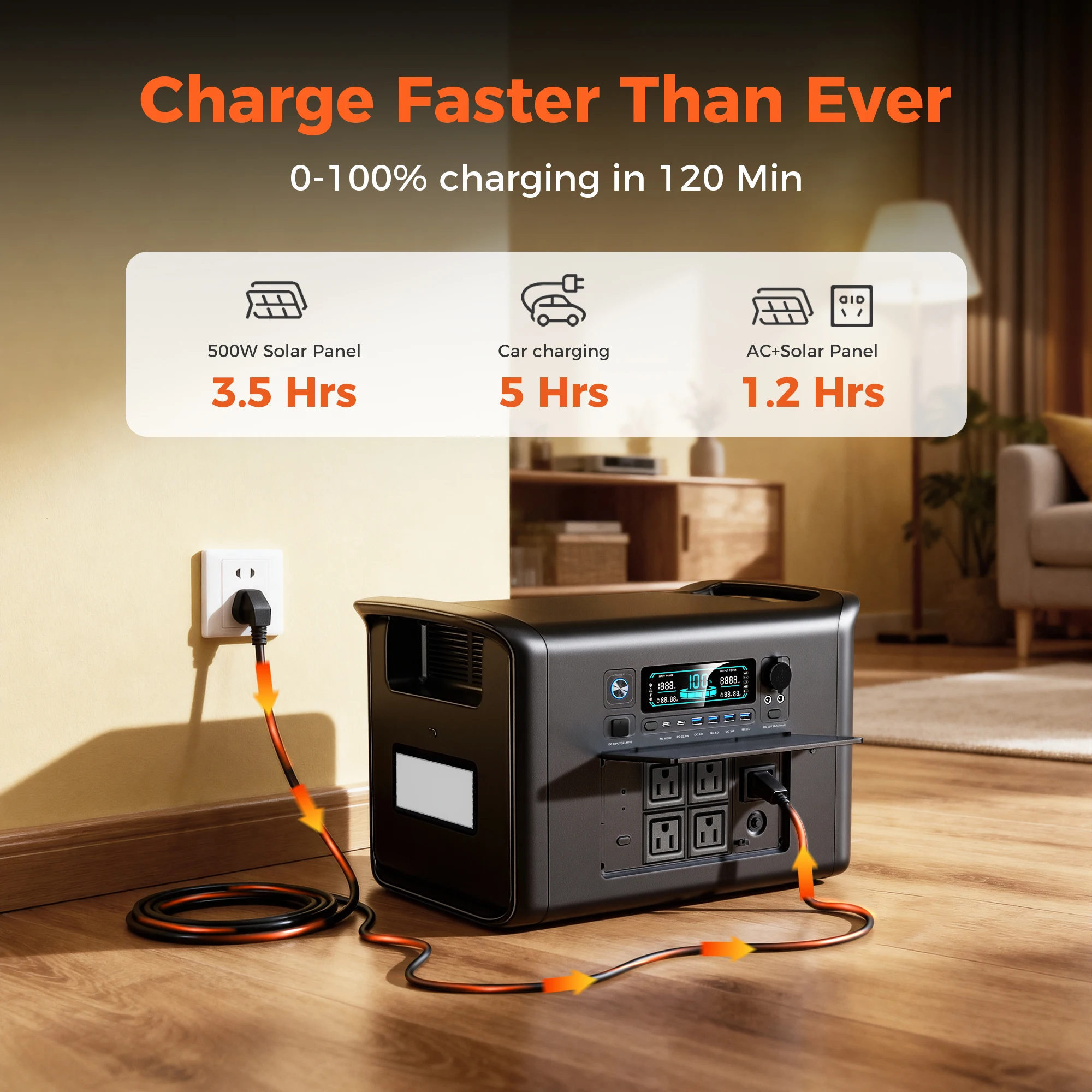 CTOLITY AP1000 AP2000 1800W 2400W Portable Mobile Power Station Solar Generator Lifepo4 Battery Outdoor Camping Energy Storage - Image 6