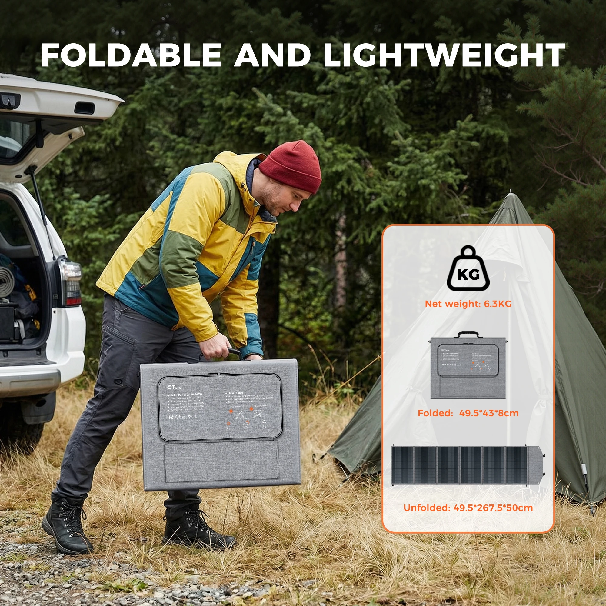 ETFE 200W Foldable Solar Panels Cell 20.5V Portable Solar Charging Panel Complete Kit for Outdoor Tourism Camping Power Station - Image 6