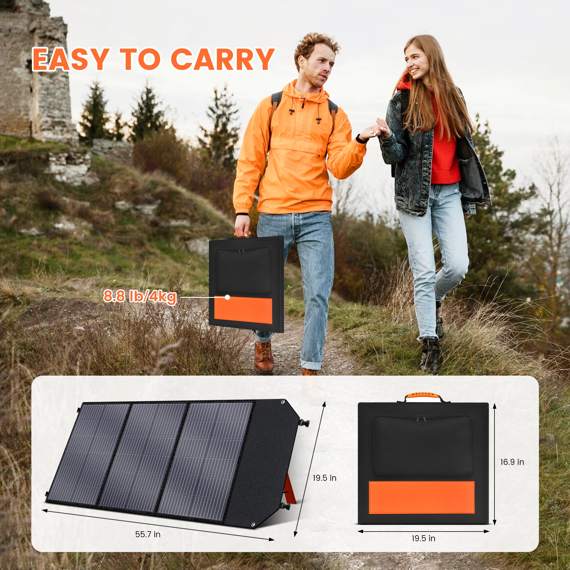 CTOLITY SP100 100W Foldable Solar Panel Charger Power Stations IP65 Waterproof Portable for Camping RV Emergency Hiking Travel - Image 2