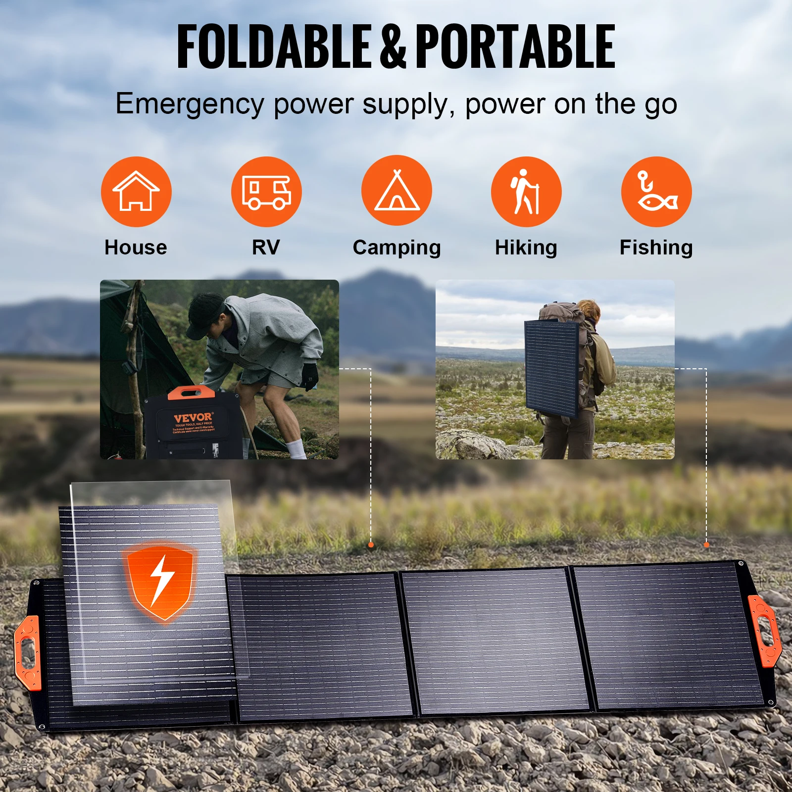 SucceBuy Portable Monocrystalline Solar Panel Foldable ETFE Charger Efficiency Panel Waterproof for Power Station Camping Hiking - Image 3