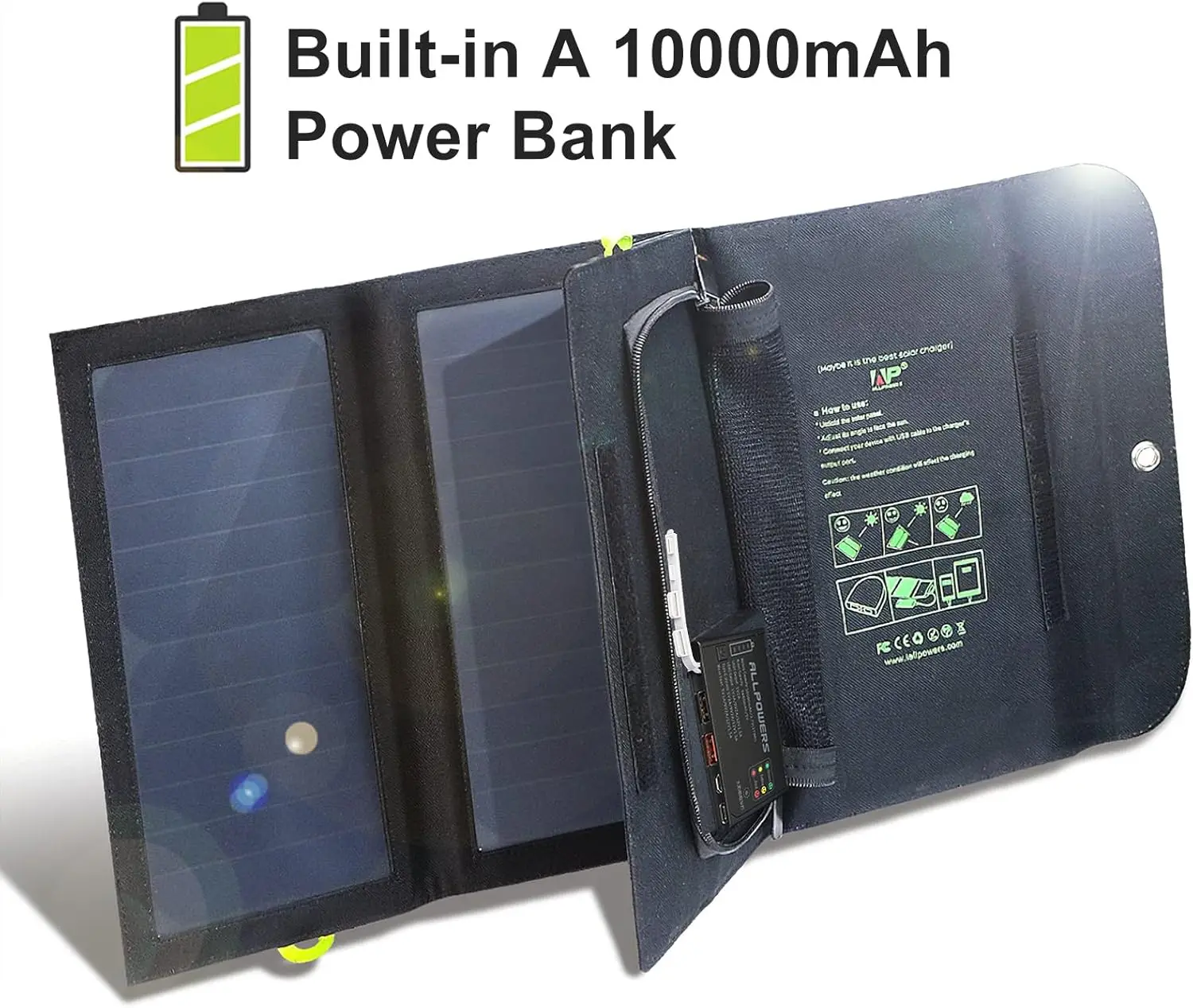 ALLPOWERS Flexible Foldable Solar Panel 5V 18V High Efficience Solar Battery Charger 21W Solar Phone Charger for Travel Iphone - Image 3
