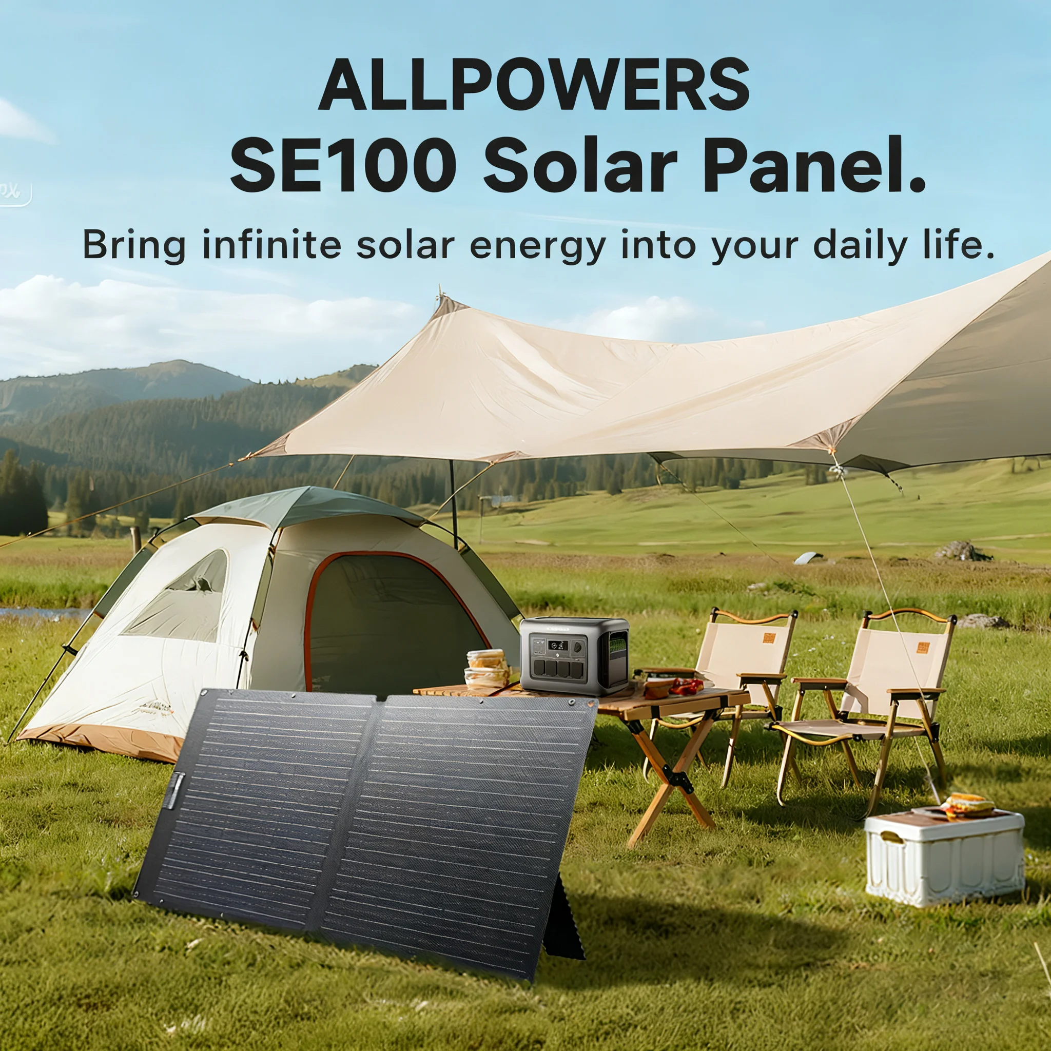 ALLPOWERS SE100 100W Solar Panel 100W/200W IP68 Waterproof Monocrystalline Foldable Solar Panel for Power Station Outdoor - Image 4