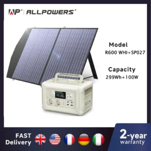 Alternative view of ALLPOWERS R600 Portable Power Station with Solar panel 100W , 600W 299Wh LiFePO4 Solar Generator UPS Battery Backup MPPT for RV