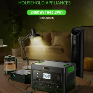 Alternative view of 2400W Portable Power Station, 1843Wh LiFePO4 Solar Generator UPS Home Battery Backup Power w/4 2400W AC Outlets,2, Custom