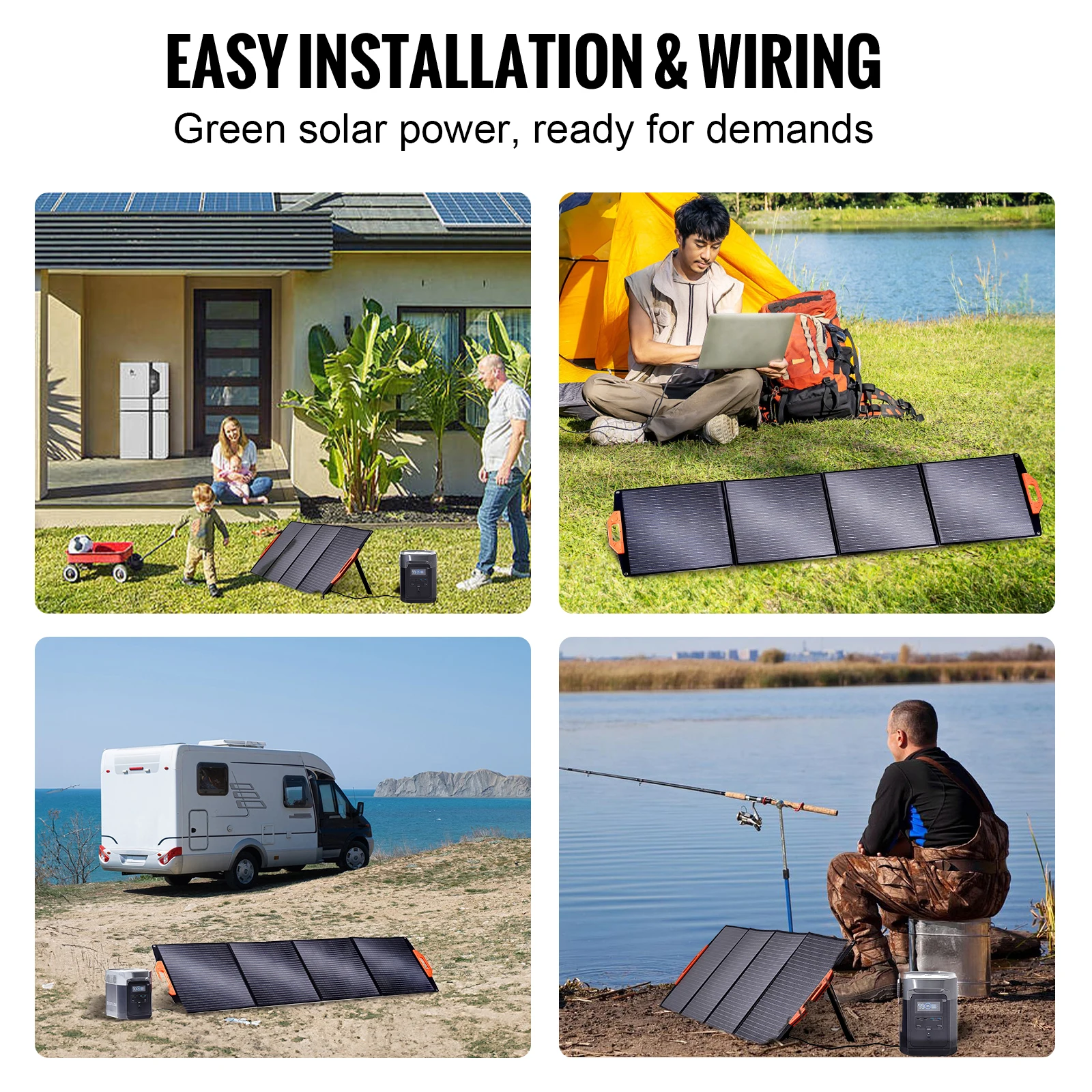 SucceBuy Portable Monocrystalline Solar Panel Foldable ETFE Charger Efficiency Panel Waterproof for Power Station Camping Hiking - Image 6