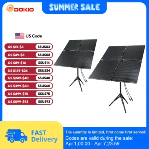 DOKIO 400W Mono Solar Panel (8x50W Panels) with Adjustable Angle & Height Bracket for Garden, Balcony, RV