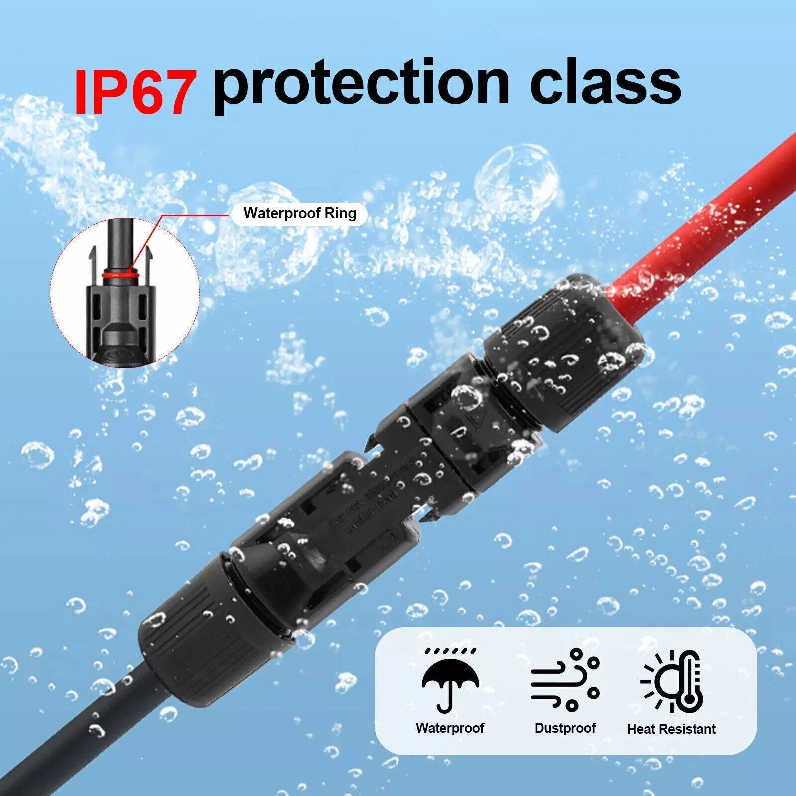 10FT/20FT 6mm 2 Silicone Solar Panel Extension Cable 10 AWG PV Flexible Waterproof Wire Connectors For Solar Panel System - Image 4
