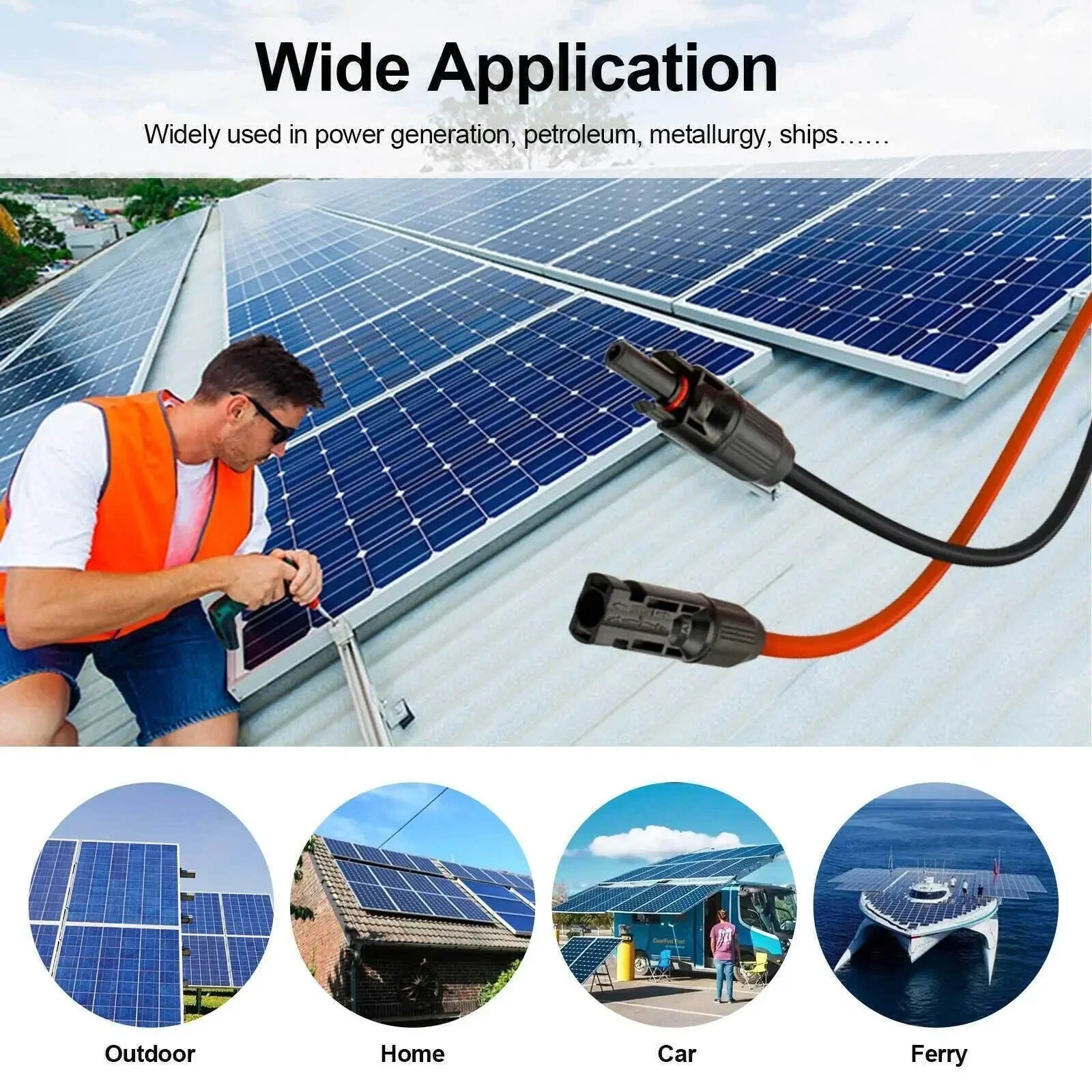10FT/20FT 6mm 2 Silicone Solar Panel Extension Cable 10 AWG PV Flexible Waterproof Wire Connectors For Solar Panel System - Image 2
