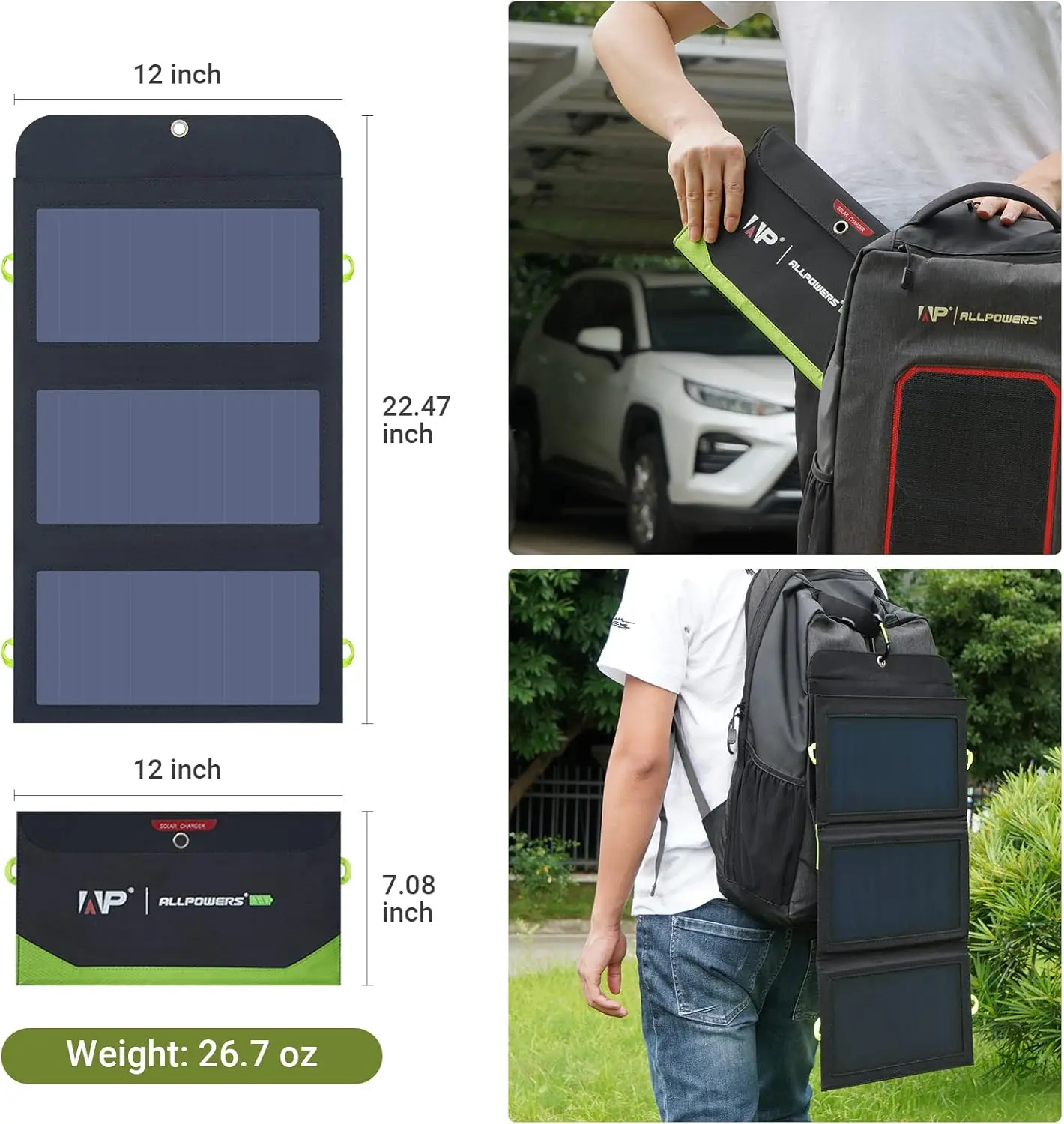 ALLPOWERS Flexible Foldable Solar Panel 5V 18V High Efficience Solar Battery Charger 21W Solar Phone Charger for Travel Iphone - Image 4