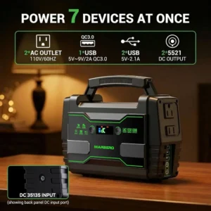 Alternative view of 155Wh Portable Power Station with 30W Solar Panel, 2x 100W AC Outlets, QC3.0 USB, UL Certified for Outdoor and Emergency Power