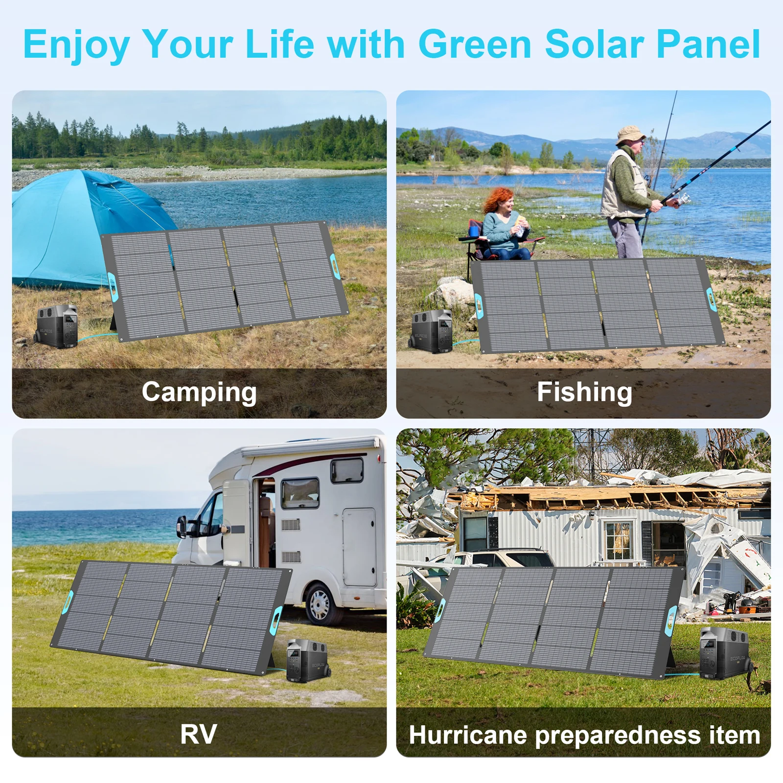 E-POWO Portable Monocrystalline Solar Panel Foldable ETFE Solar Charger Efficiency Waterproof for Power Station Camping Hiking - Image 6