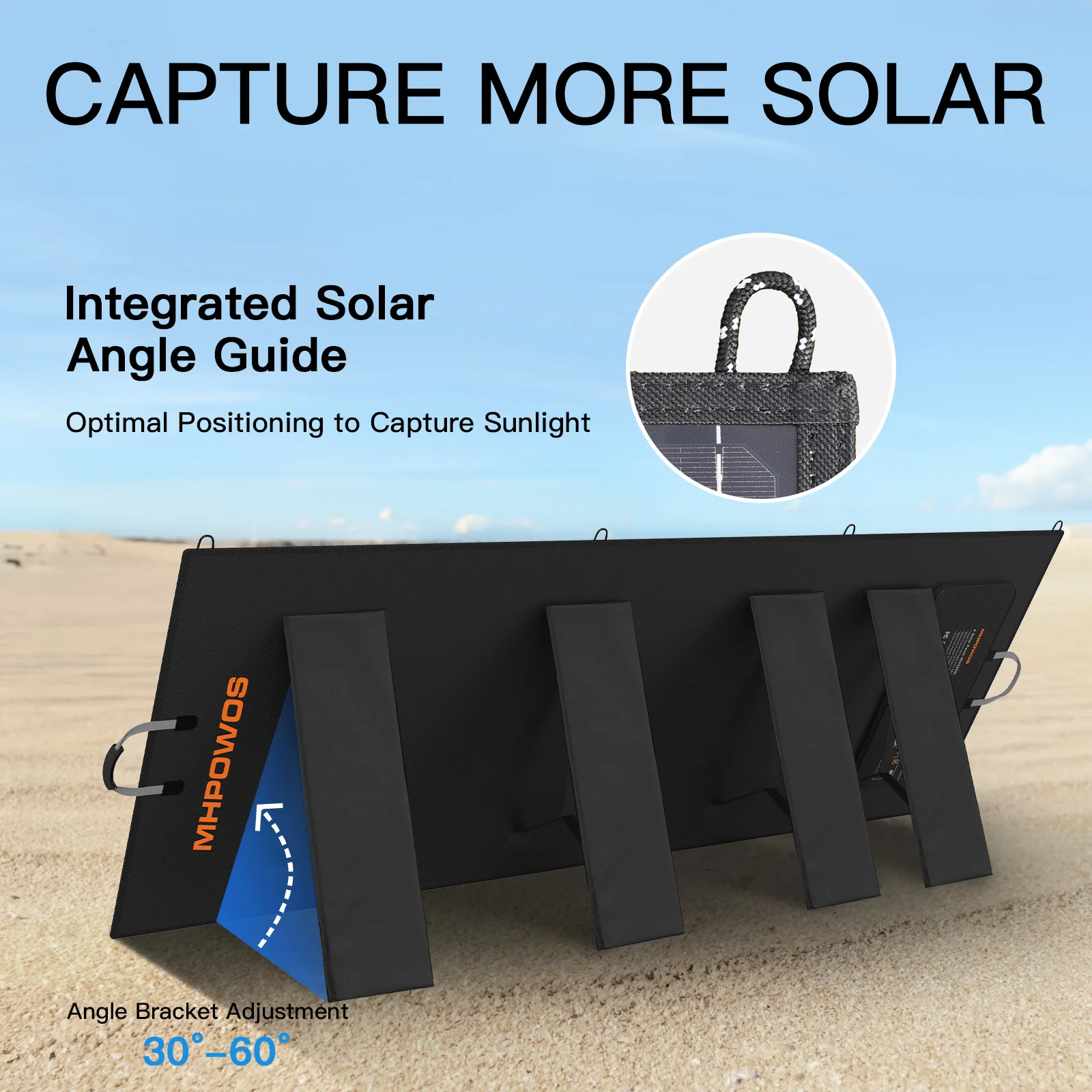 MHPOWOS 400W 220W 110W Lightweight Portable Solar Panel, Foldable Solar Panel for Outdoor Activities, IP67 Waterproof for RV - Image 5